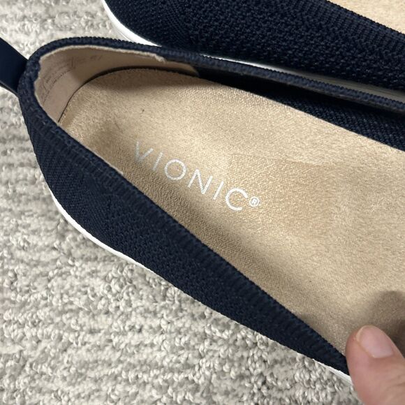 Vionic Shoes Womens 8.5 Uptown Skimmer Navy Knit Slip On Flats Comfort - Picture 3 of 10